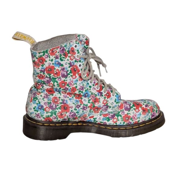 Dr. Martens Size 8 Women's White Floral Boho Combat Boots Pascal Fairy Grunge - Picture 6 of 16